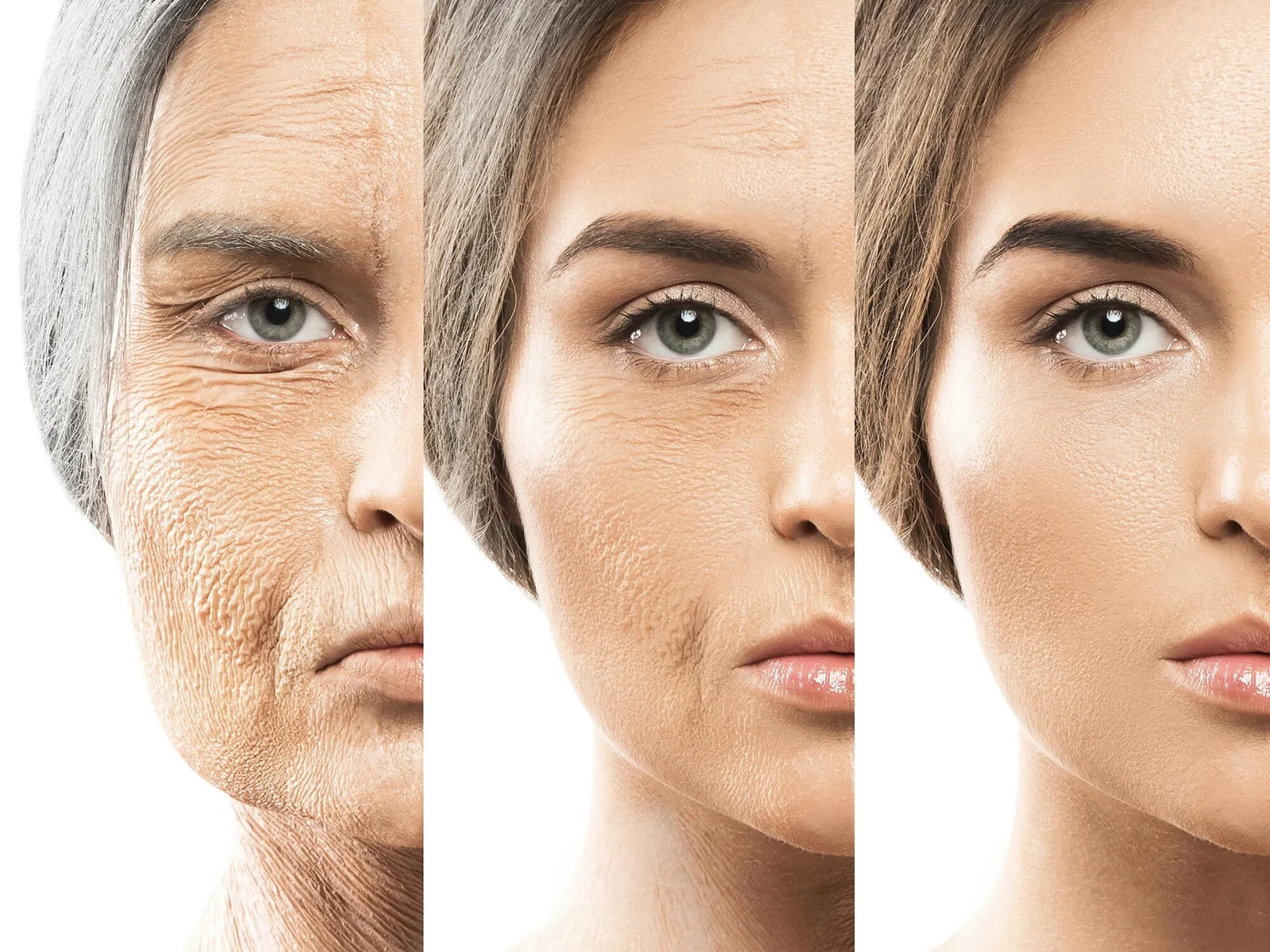 Before and after concept — reverse aging